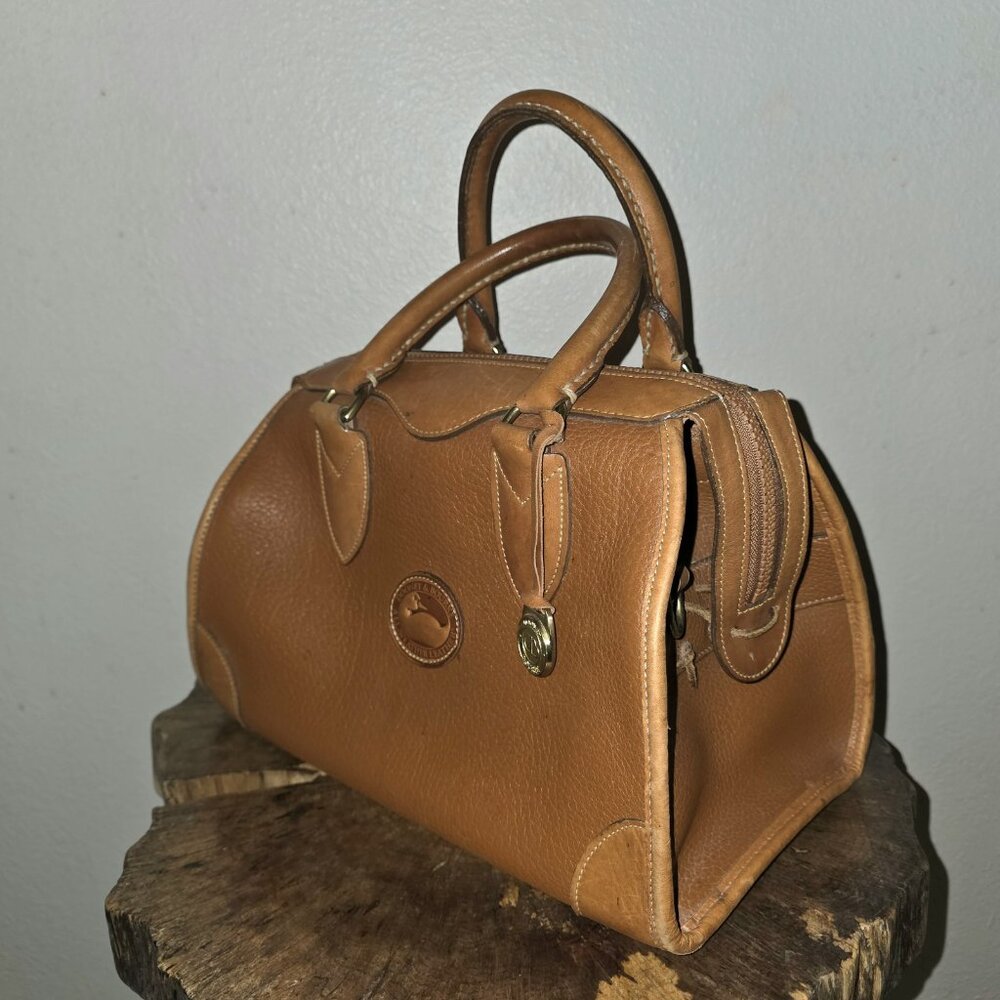 Vintage Dooney & Bourke Gladstone Satchel British Tan All Weather Leather AUTH - Picture 8 of 16